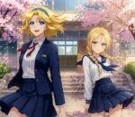  2_girls blonde_hair boondocks cherry_blossoms cindy_mcphearson cynthia_mcphearson female_only hair_blowing sara_dubois sarah_dubois school school_uniform student teacher teacher_and_student the_boondocks tree trees wind windy 