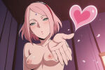 anime_style boruto:_naruto_next_generations cowboy_shot kissing medium_breasts naruto pink_hair sakura_haruno simple_background tagme
