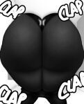 ass_clapping bent_over clapping_cheeks fat_ass freckles freckles_on_ass jayden_(fazzinart) large_butt monochrome panties pants_down presenting_butt showing_ass twerking twerking_at_viewer twerking_position wobbling_ass