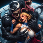 1girl ai_generated alien_girl blonde_hair dc_comics earth grabbing_from_behind heroine_in_trouble karen_starr marvel power_girl space spider-man_(series) superheroine superman_(series) symbiote tentacle venom