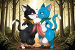  <3 3_fingers 3_toes absurd_res ai_generated anthro balls big_balls big_ears big_penis biped black_body black_eyes black_fur blue_body blue_eyes blue_fur blush blush_lines blush_stickers bodily_fluids crossover duo exceed eyebrows fairy_tail feet felid feline fingers forest french_kissing frottage fur genital_fluids genitals green_scarf half-closed_eyes hand_on_hip handjob happy_(fairy_tail) high_res huge_balls huge_penis kissing leaking_precum long_tail looking_at_another looking_at_partner male male/male mammal masturbation morgana_(persona) mutual_masturbation narrowed_eyes paws penile penile_masturbation penis persona_(series) persona_5 plant precum precum_on_penis saliva saliva_string scarf sex snout standing sweat tail toes tongue tongue_out tree vein veiny_penis whiskers white_body white_fur yellow_scarf yiff_ai_(director) 