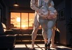 1boy1girl 1girl ai_generated ass curvy curvy_female curvy_figure dongtan_dress glasses grinding komi-san_wa_komyushou_desu komi_shuuko mature_female milf nude purple_hair sex standing_sex thigh_sex thighjob