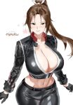  1girl big_breasts brown_eyes brown_hair bubble_butt cleavage dead_or_alive fatal_fury horny igiroitsu inviting_to_sex king_of_fighters looking_at_viewer mai_shiranui pose shiranui_mai standing teasing thick_thighs 