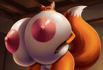 1girl 1girl ai_generated breasts_squeezed_together fox hyper_breasts monica_(wolf_2012)