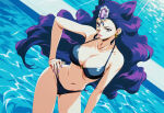  1girl adult_swim alluring big_breasts bikini bishoujo_senshi_sailor_moon bishoujo_senshi_sailor_moon_r black_moon cleavage forehead_jewel koan purple_eyes purple_hair stray_pig_(artist) swimming_pool toei_animation toonami viz_media 