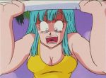 anime breasts chair cleavage dragon_ball dragon_ball_z gif maron scared swimsuit