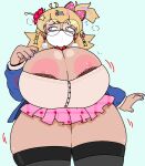 1girls 2d_(artwork) 2d_artwork 5_fingers ahoge areola areola_slip big_breasts blonde_hair blush bow bowtie bra bra_peek braid breasts bursting_breasts cardigan cassettedream cleavage clothing dark-skinned_female dark_areola digital_media_(artwork) dream-cassette earrings eyeliner eyeshadow eyewear female female_only flower flying_sweatdrops ganguro gigantic_breasts glasses gyaru gyaru_gal hair_bow hair_flower hair_ornament hairclip heart_earrings heart_print hibiscus hoshime hourglass_figure huge_breasts jacket jewelry kogal legwear long_hair long_sleeves makeup mask microskirt miniskirt mouth_mask multicolored_hair nail_polish nipple_slip nipples one_side_up open_clothes original original_character panties pink_hair pink_nails plaid plaid_skirt pleated_skirt shirt simple_background skirt solo_female star_(symbol) star_earrings star_hair_ornament stockings streaked_hair surgical_mask sweat thick_thighs thighs undersized_clothes underwear virtual_youtuber wide_hips zettai_ryouiki