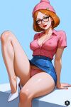  cameltoe erect_nipples_under_clothes family_guy glasses hat looking_at_viewer meg_griffin miniskirt no_bra ready_to_fuck thighs thong 