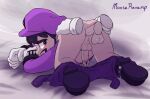 2boys anal backsack black_hair facial_hair gay_sex gloves hands_on_partner looking_back male male_only mooserevamp on_knees overalls smg3 smg4 yaoi