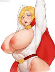  1girl big_breasts blonde_hair blue_eyes bubble_butt cleavage dc dc_comics horny inviting_to_sex kara_zor-l karen_starr looking_at_viewer pose power_girl standing superman_(series) teasing tezy8art thick_thighs 