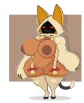  1girl 1girl :3 accessory alyaska2201 animal_ears animal_humanoid anthro arc_system_works ass belly big_ass big_breasts blazblue blonde_hair bottomless bow_ribbon braided_hair braided_pigtails breasts cat_humanoid clothed clothing dark_nipples felid felid_humanoid feline feline_humanoid genitals hair hair_accessory high_res hoodie huge_breasts humanoid kaka_(blazblue) long_sleeves mammal mammal_humanoid markings open_clothing open_topwear overweight red_eyes shadow_face smile smug smug_face tan_body tan_skin taokaka thick_thighs toothy_grin topwear vulva wide_hips 