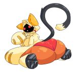  1girl 1girls arc_system_works ass ass_focus big_ass blazblue cat_ears catgirl clothing dark-skinned_female dark_skin fecharis feline furry hoodie kaka_(blazblue) kibblekritterz mask masked masked_female red_eyes sharp_teeth tail taokaka 