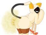  1girl 1girl 2026 4:3 animal_humanoid arc_system_works ass bent_over big_ass biped blazblue braided_hair cloak cloak_only clothed clothing dark_body dark_skin digital_drawing_(artwork) digital_media_(artwork) dipstick_tail dot_eyes drawful-s fart fart_cloud fart_fetish felid felid_humanoid feline feline_humanoid furgonomics grin grinning_at_viewer hair hair_bows high_res hood humanoid kaka_(blazblue) legwear long_hair looking_at_viewer looking_back looking_back_at_viewer mammal mammal_humanoid markings one_eye_closed onomatopoeia pigtails raised_tail rear_view red_eyes shadow_face sharp_teeth simple_background simple_eyes smile smiling_at_viewer sound_effects tail tail_markings tan_hair taokaka teeth text thick_thighs twin_braids white_background wink winking_at_viewer 