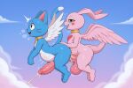  3_fingers 3_toes absurd_res ai_generated anal anal_penetration animal_genitalia anthro anthro_on_anthro anthro_penetrated anthro_penetrating anthro_penetrating_anthro ass balls bandai_namco big_balls big_ears big_penis big_tail black_eyes blue_body blue_fur bodily_fluids breath cloud collar crossover cum cum_in_ass cum_inside cum_on_body cum_on_butt cum_on_penis cumshot digimon digimon_(species) duo ejaculation emanata exceed eyebrows fairy_tail fangs feet felid fingers flying fur genital_fluids genitals gold_(metal) gold_collar gold_ring green_eyes half-closed_eyes happy_(fairy_tail) heart_(marking) heart_symbol high_res huge_balls huge_penis long_ears long_tail looking_at_another looking_at_partner male male/male male_penetrated male_penetrating male_penetrating_male mammal marineangemon medal motion_lines narrowed_eyes open_mouth open_smile outside_sex paws penetration penile penile_penetration penile_spines penis penis_in_ass pink_body sex sheath sky smile smiling_at_another smiling_at_partner snout tail teeth toes tongue tongue_out vein veiny_penis whiskers white_body white_fur white_wings wings yiff_ai_(director) 