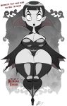  big_breasts black_eyes black_hair breasts brendancorris cleavage female monster_girl solo vampire white_skin 