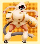  1girl arc_system_works big_breasts blazblue breasts breasts_bigger_than_head cat cat_ears catgirl dark-skinned_female dark_skin fecharis hoodie hyper hyper_breasts kaka_(blazblue) mask masked masked_female missadelinecatgirl red_eyes sharp_teeth taokaka 