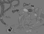 1girl animatronic animatronic_female beakless big_breasts bones breasts breasts_out chicken chicken_girl digestion eviltqf five_nights_at_freddy's five_nights_at_freddy's_2 fnaf mangle_(fnaf) monochrome phasianid robot robot_girl scottgames skull toy_chica_(fnaf) vore vore_belly
