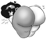 1boy afro ass ass_focus ass_up balls bent_over digital_art digital_media digital_media_(artwork) fat_ass femboy helmet jayden_(fazzinart) looking_back looking_back_at_viewer monochrome oc oc_character presenting shaking shaking_butt white_background