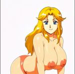  aerobics big_breasts blonde_hair gif jodie_karen_bakuryuu kochikame nipples pantis yoga 