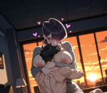 1boy1girl 1girl ai_generated cowgirl_position curvy curvy_female curvy_figure dongtan_dress embrace glasses komi-san_wa_komyushou_desu komi_shuuko mature_female milf nude purple_hair sex