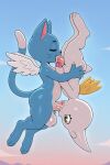 3_fingers 3_toes 4_fingers 69_position absurd_res ai_generated anthro anthro_on_anthro anthro_penetrated anthro_penetrating anthro_penetrating_anthro balls bandai_namco big_balls big_ears big_penis blue_body blue_fur bodily_fluids claws closed_eyes crossover cum cum_in_mouth cum_inside cum_on_body cum_on_face cum_on_penis cum_on_tongue cupimon digimon digimon_(species) duo exceed eyebrows eyelashes feet fellatio finger_claws fingers flying fur genital_fluids genitals green_eyes hand_on_butt happy_(fairy_tail) high_res holding_partner horn huge_balls huge_penis looking_at_partner's_penis male male/male male_penetrated male_penetrating male_penetrating_male oral outside_sex penetration penile penis penis_in_mouth pink_claws sex short_tail sky snout tail toes tongue tongue_out tongue_out_fellatio upside_down whiskers white_body white_fur white_wings wings yellow_wings yiff_ai_(director) 