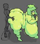 1girl 2026 against_wall ambiguous_penetration ass ass_bigger_than_head bbw bob_cut chef chef_hat deltarune deltarune_chapter_5 female_focus green_(deltarune) green_body green_hair green_nipples green_skin hands_on_ass high_res huge_ass huge_breasts larger_female male male/female nipples nude_female sex sex_from_behind short_hair size_difference smaller_male smile socks submarichamomi2 thick_thighs toque_blanche undertale_(series) wide_hips