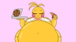  1girl 1girl afemaleclone animatronic animatronic_female beakless chicken chicken_girl eating eating_pizza fat_female five_nights_at_freddy's five_nights_at_freddy's_2 fnaf gif gif obese obese_female overweight overweight_female phasianid pizza plump robot robot_girl scottgames toy_chica_(fnaf) yellow yellow_skin 