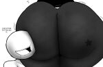 2boys admiring anonymous big_hips butt_cheeks enormous_ass face_in_ass fat_ass hoodie jayden_(fazzinart) monochrome no_pants praise