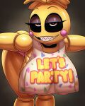  1girl 1girl 1girl ajolodraw animatronic animatronic_female apron big_breasts big_nipples chicken chicken_girl five_nights_at_freddy's five_nights_at_freddy's_2 fnaf hanging_breasts huge_breasts huge_nipples nipple_peek nipple_slip panties phasianid robot robot_girl scottgames toy_chica_(fnaf) 