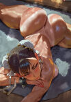  1girl bent_over big_breasts brown_eyes brown_hair bubble_butt chun-li cleavage doggy_position horny inviting_to_sex laying laying_down naked_female nude nude nude_female pose shaved_pussy shexyo spread_legs street_fighter teasing thick_thighs 