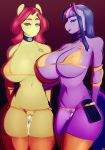 2girls anthro bikini blush breasts broken_horn clothing collar crotchless_panties cum cum_in_orifice cum_in_pussy cum_leaking duo equestria_girls equine friendship_is_magic furry horn huge_breasts large_breasts mammal multiple_girls my_little_pony navel nipple_bulge open_mouth panties pussy smile standing sunset_shimmer swimsuit tsudamaku twilight_sparkle underwear unicorn voluptuous