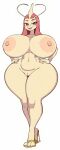  1girl big_ass big_breasts horn long_hair milf milotic pink_hair platform_shoes posing seductive seductive_smile sexy sketchydraws thick_ass thick_legs 