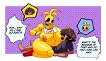  1girl animatronic avian beakless bib big_breasts bird black_clothing black_shirt black_topwear body_swap breasts brown_eyes brown_hair chicken clothed clothing confusion english_text exposed_breasts eyelashes feet five_nights_at_freddy's five_nights_at_freddy's_2 galliform hair high_res huge_breasts human lueduar machine male mammal navel nipples nude nude_female open_mouth pantsless phasianid robot scottgames sex sharp_teeth shirt surprised teeth text thick_thighs topwear toy_chica_(fnaf) unexpected white_eyes yellow_body 