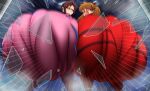 2_girls asuka_langley_souryuu brown_hair butt_focus dat_ass dumptruck_ass gigantic_breasts looking_back mari_illustrious_makinami naughty_face neon_genesis_evangelion plugsuit smirk xt_ecchi