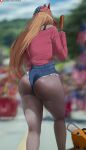  1girl big_breasts bubble_butt chainsaw_man cleavage horny inviting_to_sex orange_eyes orange_hair oroborus pose power power_(chainsaw_man) standing teasing thick_thighs 