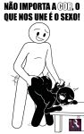 1boy 1girls ahegao ai_generated ass ass_grab bent_over blush breasts completely_nude dialogue doggy_position drooling edit fucked_silly long_hair minimalist monochrome notes_translation nude on_table open_mouth pernalongapirata photoshop pictogram ponytail portuguese portuguese_dialogue portuguese_text pussy_juice rolling_eyes saliva sex sex_from_behind smile speech_bubble standing stick_figure stickman stickwoman table text tongue tongue_out top-down_bottom-up torogao watermark white_background