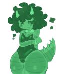  1boy 1femboy 8bob_(bear) balls bear_(game) bear_alpha big_penis blush candy0ette collar collarbone demon_horns dragon_tail femboy gijinka green_body green_hair green_skin horns humanoid leotard penis penis_outline personification roblox thick_thighs thighs_bigger_than_head tucked_penis 