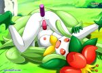  anal anal_penetration bbmbbf breast dildo double_penetration female lilligant looking_at_viewer masturbation nintendo nude palcomix pokemon pokepornlive pussy spread_legs vaginal vaginal_penetration video_games 