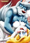  animaniacs barefoot bbmbbf big_breasts blonde_hair blush breast_grab erect_nipples fur34 fur34* minerva_mink palcomix pietro&#039;s_secret_club smile soles toes warner_brothers werewolf wilford_wolf 