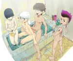 1girl 3boys abs alternative_age alternative_hairstyle ass bath bathing bathroom bathtub black_hair blush breasts brother brother_and_sister brothers brown_hair clavicle completely_nude covering covering_crotch covering_nudity dyed_hair embarrassed erection faucet genderswap genderswap_(ftm) genderswap_(mtf) hair_over_eyes hand_on_another's_knee heart lincoln_loud linka_loud looking_at_another looking_at_viewer looking_back lucy_loud luna_loud lynn_loud male multiple_boys muscle nipples nude nude_female nude_male ohnarev pale_skin partially_submerged penis pubic_hair puddle purple_hair rubber_duck rule_63 shampoo shy siblings side_shave sister sitting small_breasts tattoo the_loud_house towel undercut water wet white_hair