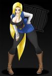 android_18 big_breasts blue_eyes breasts cleavage dragon_ball dragon_ball_gt dragon_ball_super dragon_ball_z female solo waifuholic yellow_hair