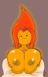  1boy 1girl adventure_time alternate_breast_size big_breasts big_penis breasts dated flame_princess godalmite huge_breasts interspecies male_pov nipples paizuri penis pov sketch straight watermark 