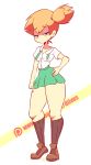 1girl blue_eyes cute diives gif kasumi_(pokemon) looking_at_viewer miniskirt misty orange_hair panties pokemon school_uniform short_hair tie underwear