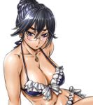 1girl 1girl amania_orz big_breasts bikini black_hair blue_eyes blush bra breasts cleavage front-tie_bikini front-tie_top fumitan_admoss glasses gundam gundam_tekketsu_no_orphans looking_at_viewer shiny shiny_skin side-tie_bikini side-tie_bottom tagme white_background