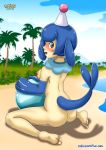 barefoot bbmbbf blush breast cosplay erect_nipples looking_at_viewer nintendo palcomix pokemon pokepornlive popplio soles toes