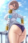 1girl 1girl 1girl ass ass big_ass big_ass big_breasts big_breasts blue_eyes dat_ass fat_ass female_only gloves kisaragi_tsurugi large_ass looking_at_viewer looking_back mujina short_hair solo_female ssss.dynazenon thick thick_ass thick_thighs thighs voluptuous