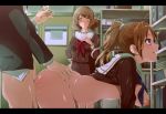  10s 1boy 2girls all_fours ass ass_grab bangs bent_over blouse blue_neckerchief blush body_blush bookshelf bottomless breasts breasts_outside brown_eyes brown_hair classroom doggystyle door empty_eyes exhibitionism from_side gakuran hair_tie hand_on_hip hanging_breasts happy_sex head_out_of_frame hetero hibike!_euphonium holding indoors instrument_case letterboxed long_hair long_sleeves looking_at_another looking_away medium_breasts mouthpiece multiple_girls nakagawa_natsuki neckerchief nipples open_mouth oumae_kumiko pleated_skirt ponytail purple_eyes red_neckerchief sailor_collar school_uniform serafuku sex shelf shirt_lift short_hair skirt smile standing storage_room sweat taki_noboru thick_thighs thighs vaginal viola_(seed) voyeurism walk-in watching wavy_hair yellow_eyes your_slut_daughter 