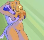  2017 2girls 5_fingers anthro anthro_on_anthro arm_tuft belly big_breasts biped blep borzoi_(species) breast_fondling breast_grab breast_squish breasts brown_body brown_nipples brown_nose canine closed_eyes digital_drawing_(artwork) digital_media_(artwork) dog dogmom_(cherrikissu) duo embrace eye_markings eyelashes featureless_crotch female female/female female_only fingerless_(marking) floppy_ears fondling fur furry green_background hand_behind_head hand_on_breast holding_breast huge_breasts hugging hugging_from_behind humanoid_hands mabel_(cherrikissu) mammal markings navel nina_(passionatefloorromance) nipples nude original passionatefloorromance pink_tongue portrait purple_fur purple_nose purple_tail saluki simple_background slightly_chubby small_waist standing thick_thighs three-quarter_portrait tongue tongue_out two_tone_tail voluptuous white_fur white_tail yuri 