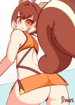 1girl 1girl ass ass_focus big_ass blazblue blush brown_eyes brown_hair dat_ass diives female_only female_solo grin hot looking_at_ass makoto_nanaya seductive shaking_ass shaking_butt skirt skirt_lift skirt_up squirrel_ears squirrel_girl squirrel_tail thick_thighs thighs upskirt