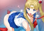 1girl 1girl big_breasts bishoujo_senshi_sailor_moon blonde_hair blue_eyes boots choker cleavage female_focus female_only hews_hack leash long_hair looking_up open_mouth panties parody sailor_moon solo_female solo_focus sweat tagme thighs tongue_out usagi_tsukino